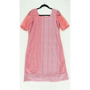 Dusty Pink Chikankari Embroidered Sequins Kurta Medium Scalloped Hems